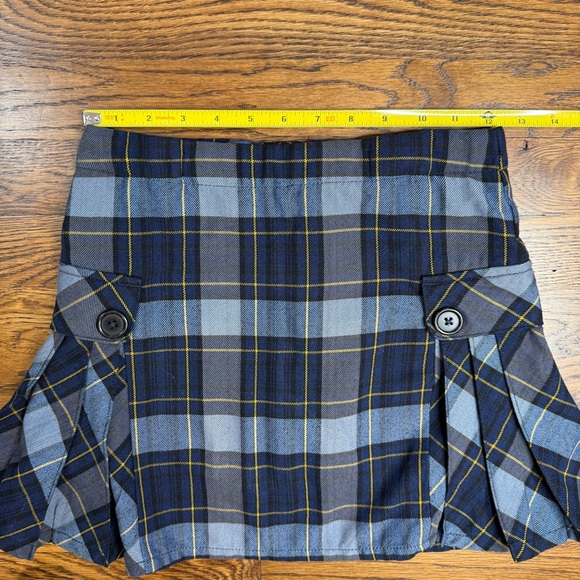 Lands’ End Girls School Uniform Navy & Light Blue Plaid Side Pleat Skort Size 8 - Picture 7 of 13